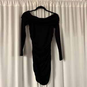 Reformation Brooks Knot Black Long Sleeve Dress